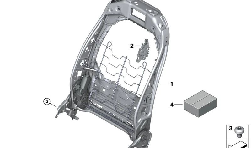 Estructura interna respaldo asiento OEM 52107470863 para BMW F93 y G16. Pieza original BMW.