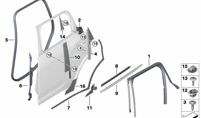 Lámina de protección contra gravilla puerta trasera derecha OEM 51137467198 para MINI Countryman F60, F60 LCI. Original MINI.