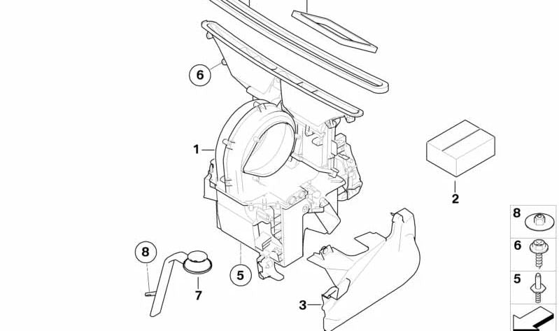 Carcasa vacía para calefacción/aire acondicionado OEM 64116944213 para MINI R50, R53, Cabrio R52. Original MINI.