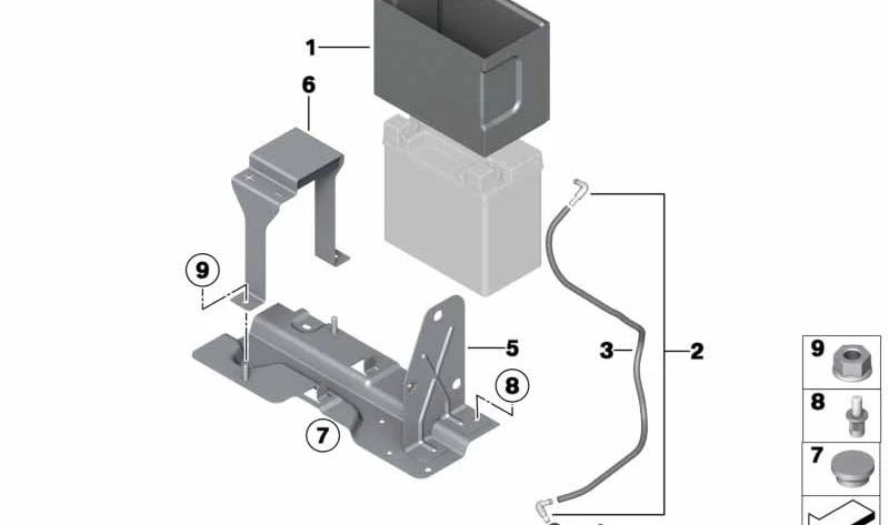 Soporte de batería OEM 61217592920 para BMW F06, F12, F13. Original BMW.