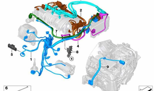 Mazo de cables motor sistema sensores OEM 12518617696 para MINI F56, F55, Clubman F54, Cabrio F57. Original MINI.
