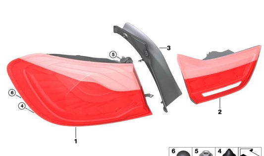 Piloto trasero izquierdo de portón OEM 63217441787 para BMW F82, F83. Original BMW.