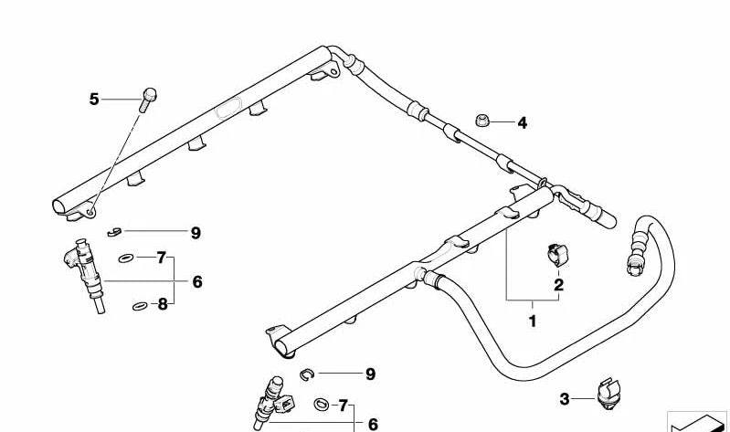 OEM fuel injector 13647839098 for BMW E60, E61, E63, E64. Original BMW piece.