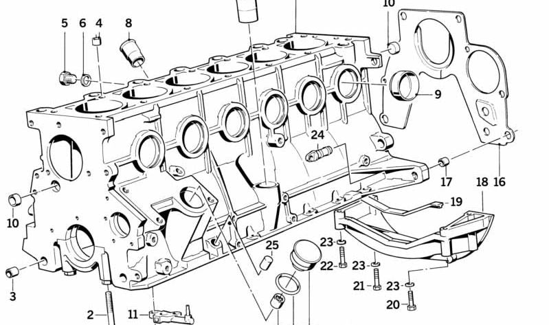 Conector de motor OEM 11111279964 para BMW E30, E28, E34. Pieza original para el bloque del motor en modelos BMW Serie 3 y Serie 5. Recambio original BMW.