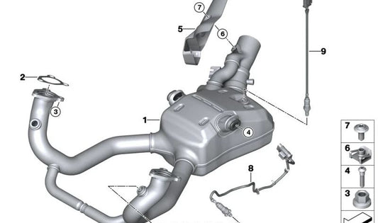 Colector de escape pulido OEM 18511541100 para motos BMW R 1300 GS, R 1300 GS Adventure, R 1300 RT, R 1300 R, R 1300 RS. Original BMW Motorrad.