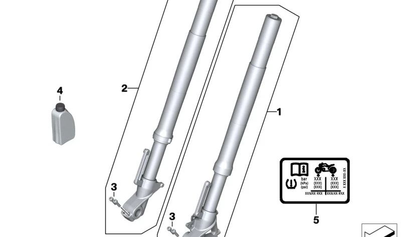 Rama de horquilla izquierda OEM 31428562020 para motos BMW G 310 GS (2016-2025). Original BMW Motorrad.
