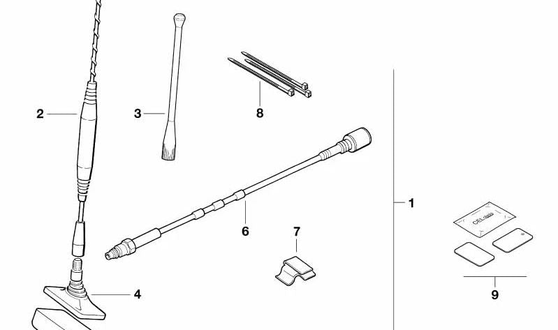 Base de antena para antena de teléfono en luneta trasera OEM 84508375135 para BMW E36, E34, E38, E31. Original BMW.