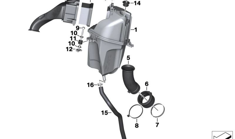 Esnórquel de aspiración OEM 13718556563 para motos BMW G 310 GS, G 310 R. Original BMW Motorrad.