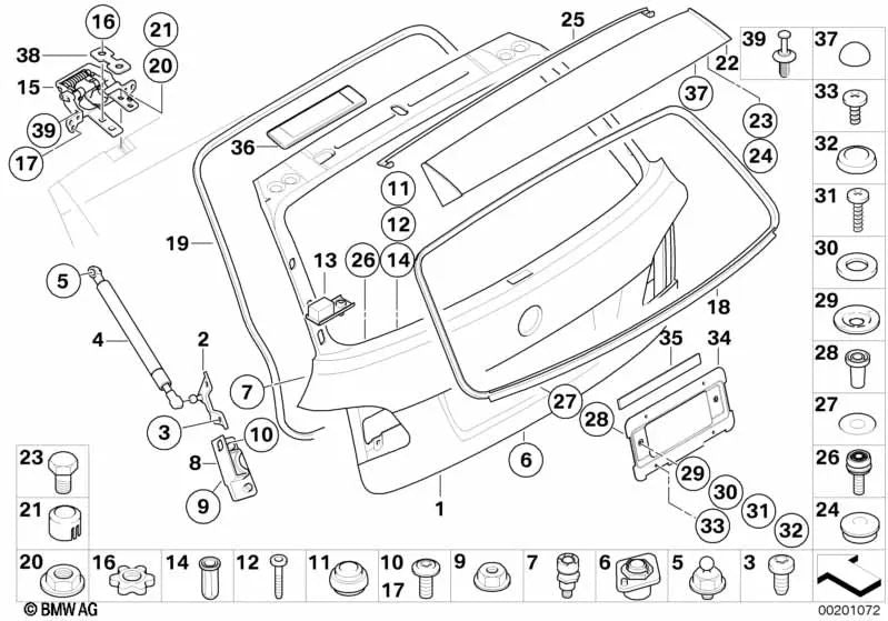 Sellado del Techo Trasero para BMW E61, E61N (OEM 51717145249). Original BMW.