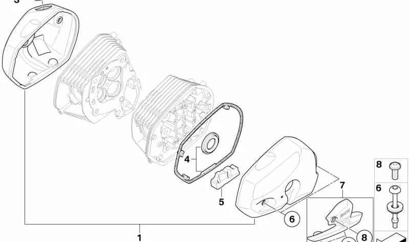 Tapa de culata de carbono izquierda OEM 11127709703 para BMW Motorrad R1200S, HP2 Sport. Original BMW Motorrad.