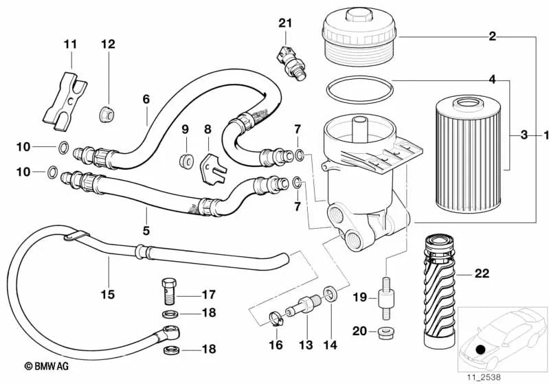 Cartouche de filtre à huile Sigle pour BMW E34, E39, E32, E38, E31, E53, E52 (OEM 11427510717). BMW d'origine.