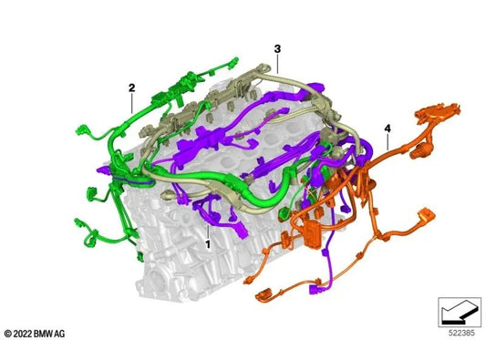 Engine wiring harness for BMW G05N, G18N, G06N, G07N (OEM 12515A58C91). Original BMW.