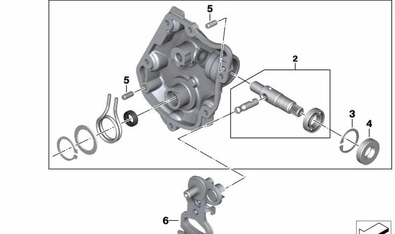 Árbol de la marcha con cojinete OEM 23008353756 para motos BMW R1200GS, R1250RT, R1200RS, R1250GS Adventure... y más. Original BMW Motorrad.