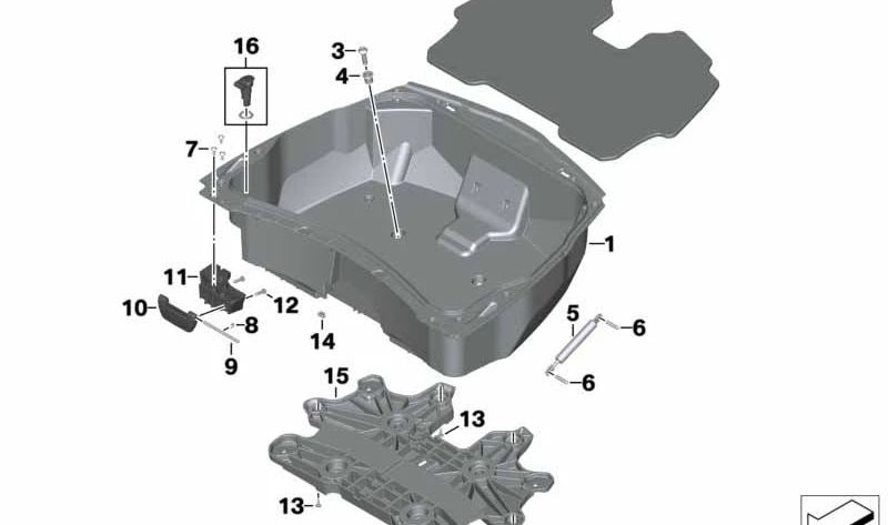 Alfombra base Topcase OEM 46548558060 para BMW K1600 Bagger (K61) 2017-2025. Original BMW Motorrad.
