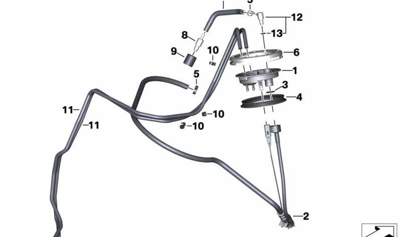 Tubo de retorno de combustible OEM 13537707259 para motos BMW R1200GS, R1200GS Adventure. Original BMW Motorrad.