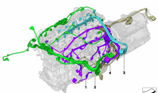 OEM 12515A19CF8 engine sensor wiring for BMW X5 G05. Original BMW.