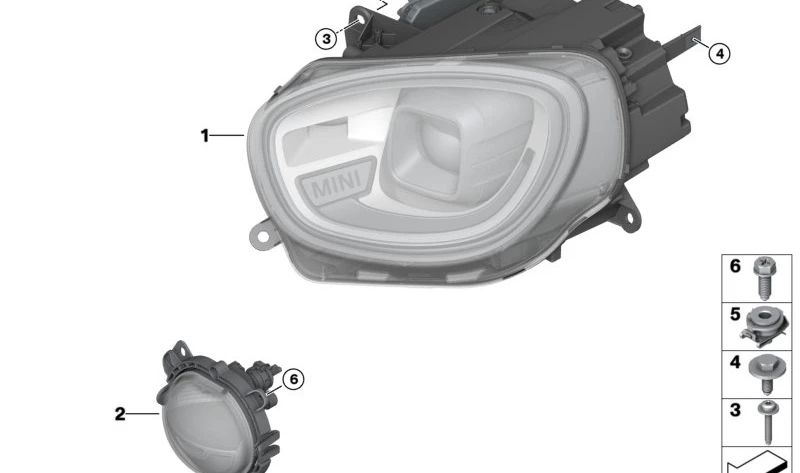 Faro delantero LED AHL derecho OEM 63115A12584 para MINI Countryman F60 Cooper, Cooper ALL4, Cooper D, Cooper D ALL4... y más. Original MINI