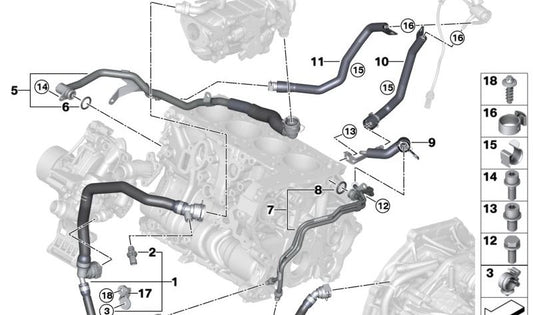 Tubo di ritorno del refrigerante OEM AGR 11537828900 per BMW F70 118D/120D e BMW F74/U06 218D/220D. Compatibile con motori B47L. BMW originale.