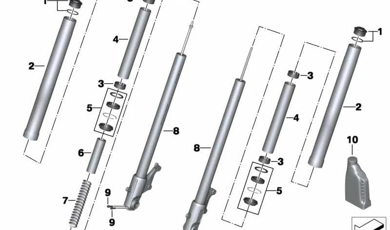 Tube coulissant droit OEM 31428527388 pour motos BMW C 600 Sport, C 650 GT. BMW Motorrad d'origine.