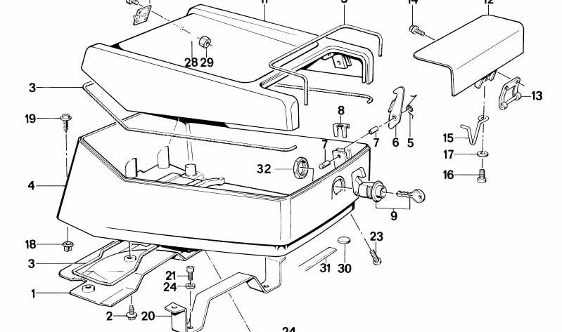 Caja de almacenamiento OEM 51162303024 para motos BMW F 650, R 80, K 100, K 1100 RS… y más. Original BMW Motorrad.