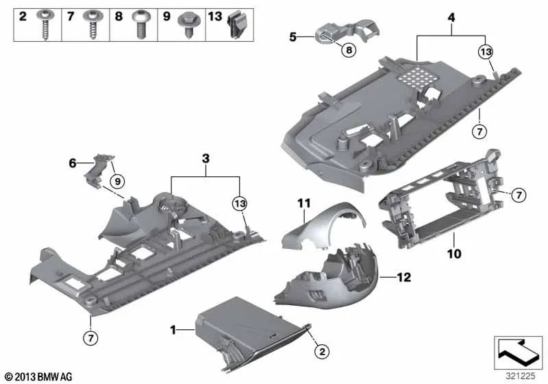 Compartimento dobrável do lado do motorista para BMW F10, F11 (OEM 51459206033). BMW original