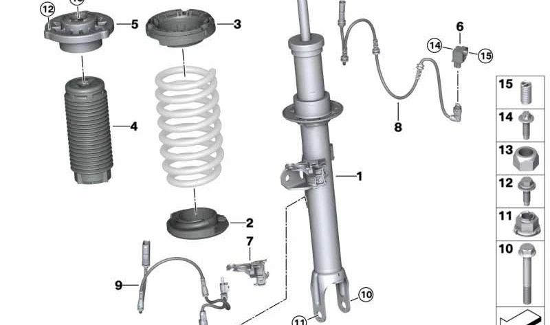 Amortiguador delantero derecho VDC OEM 37106878120 para BMW G16. Original BMW.
