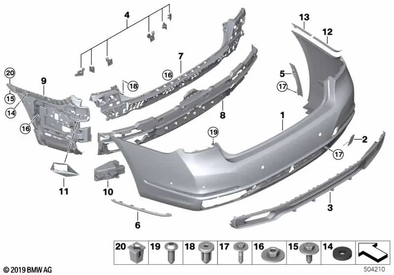 Moldura lateral trasera izquierda OEM 51127478349 para BMW Serie 7 G11, G12 LCI (2018-2022). Original BMW.