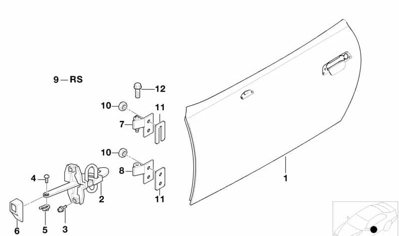 Bisagra puerta delantera inferior izquierda OEM 41511960205 para BMW Serie 3 E36. Repuesto original BMW.