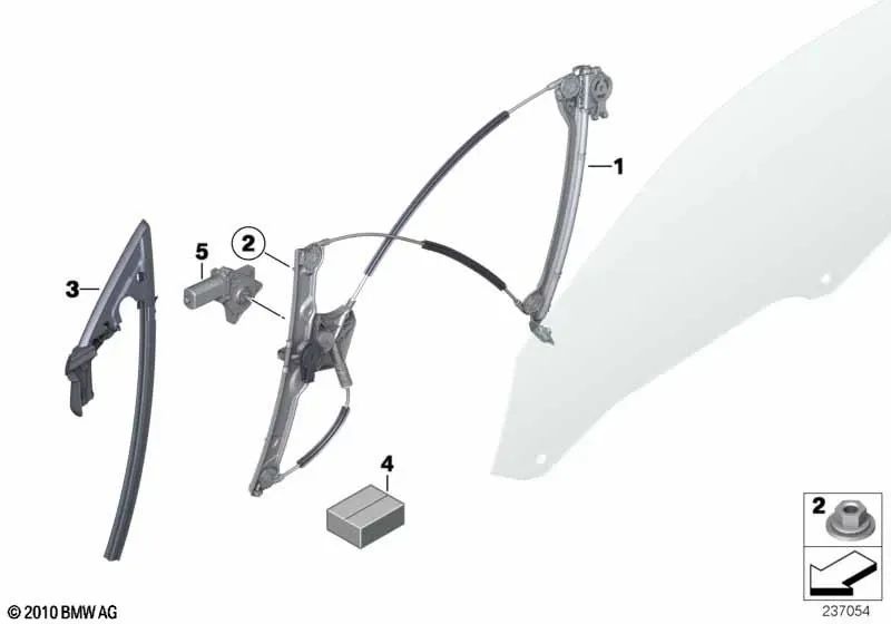 Fensteraufzug ohne rechten vorderen Motor für BMW 6 F12 -Serie, F13 (OEM 5133723652). Original BMW.
