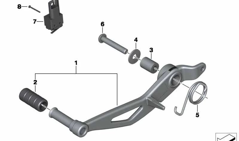 OEM PEDALE DEL FRENO POSTERIORE 4671858495 per motociclette ninet BMW R, R Nine Pure, R Nine Racer. BMW MOTORAD originale.