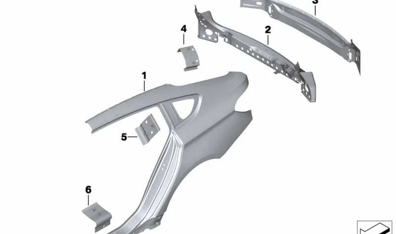 Carcasa exterior trasera (Heckverkleidung) OEM 41347238567 para BMW F07 (Serie 5 GT). Original BMW.