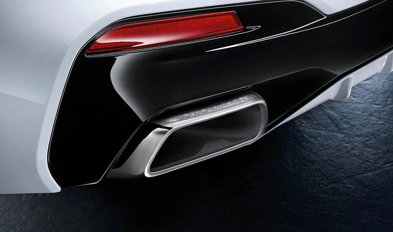 M Performance exhaust pipe trim OEM 18302447308 for BMW G30 (5 Series). Original BMW.