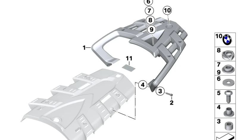 Fólio esquerdo OEM 46547685249 para motocicletas BMW R1200GS (K25). Originais BMW Motorrad.