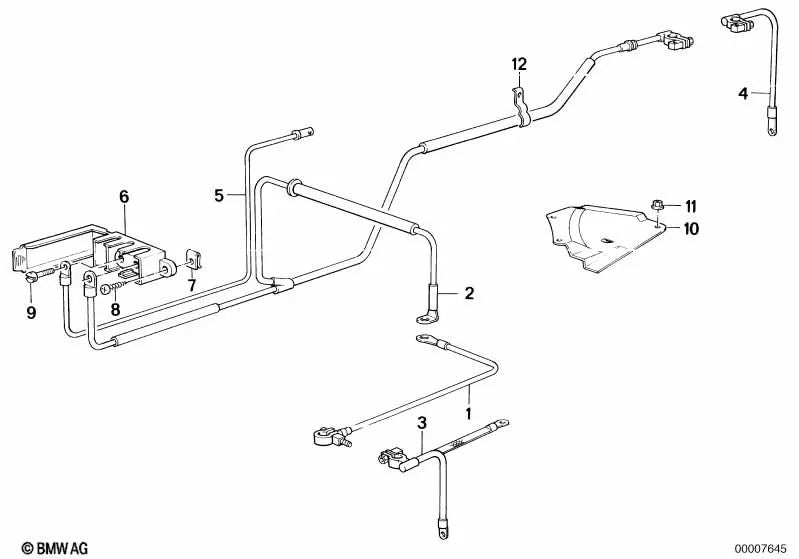 Cable de batería negativo para BMW E12, E24, E23 (OEM 12421286746). Original BMW