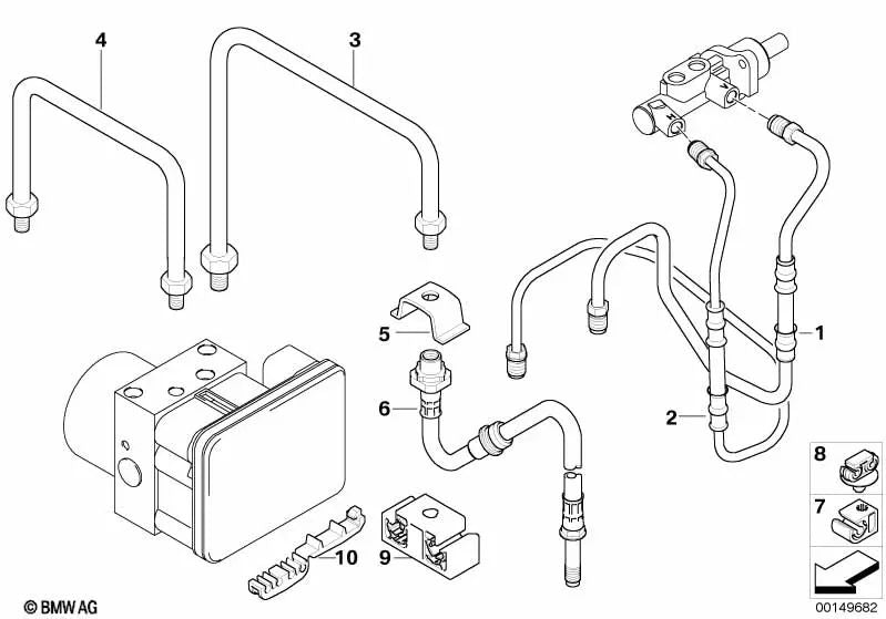 Tubería con manguera de presión para BMW Z4 E85, E86 (OEM 34326774387). Original BMW.