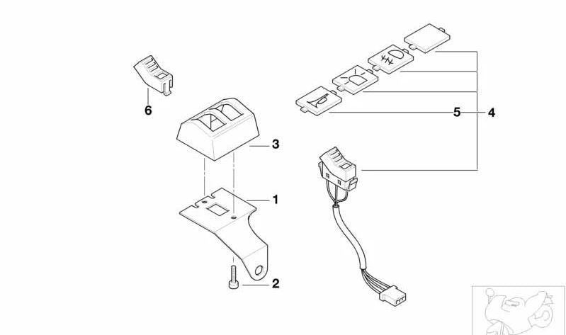 Interruptor bocina OEM 61312316927 para motos BMW F 650 GS, R 850 R, K 1200 RS... y más. Original BMW Motorrad.