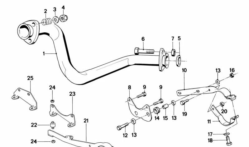 Tubo de escape OEM 18111177015 para BMW E28. Repuesto original BMW.