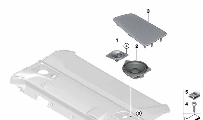 Tweeter speaker for BMW 5 Series F90, G30, G38 and 7 Series G11, G12 (OEM 65139279631). Original BMW.