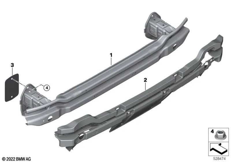 Rear bumper support for BMW G87 (OEM 51128085889). Original BMW.