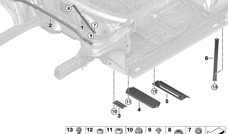 Barra de torsión trasera derecha OEM 51617407056 para BMW F20, F21, F22, F23, F45, F46, F48, F39, F52, F54, F60. Original BMW.