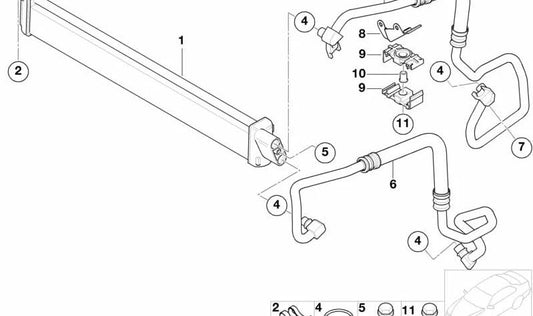Enfriador de aceite del motor para BMW Serie 7 E65, E66 (OEM 17217553667). Original BMW.