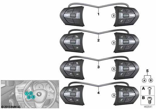 Interruptor de volante multifuncional M-Sport OEM 61317856950 para BMW F45, F46, X1 F48, X2 F39... e muito mais. BMW genuíno.