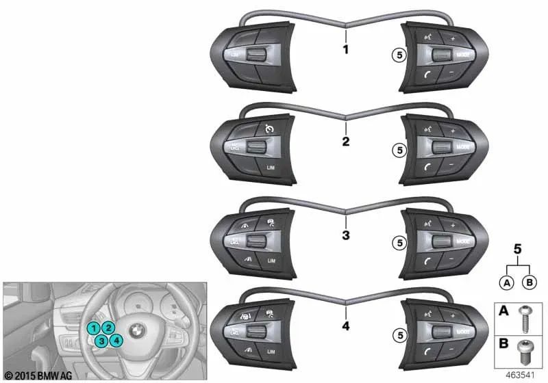 Commutateur de volant multifonction M-Sport OEM 61317856950 pour BMW F45, F46, X1 F48, X2 F39... et plus encore. Véritable BMW.