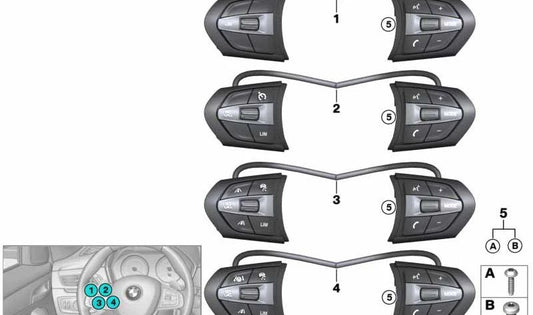 Multifuncionamento M-Sport OEM 61317856949 para BMW F45, F46, F48, F39. Controle original para o volante multifuncional com lim. BMW original.