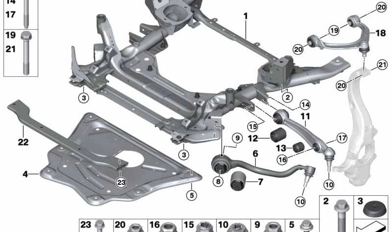 Braço da suspensão superior direito com Silentblock OEM 31126863786 para BMW E70, E71, E72, F15, F16. BMW original.