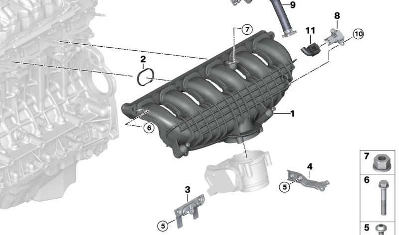 Soporte para mazo de cables OEM 11617560184 para BMW E82, E88, E90, E91, E92, E93, E60, E61, F01, F02, E71, E89. Original BMW.