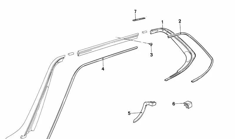 Moldura embellecedora derecha OEM 51131839786 para BMW E24. Original BMW.