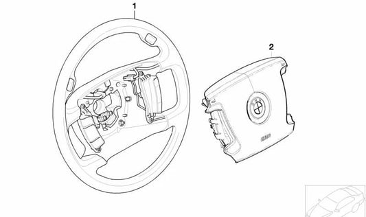 Volante de cuero beige OEM 32346761751 para BMW E65, E66. Acabado original de alta calidad. Compatible únicamente con estos modelos. Pieza original BMW.