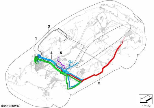 Cabo de antena TCB para BMW F45, F45N (OEM 61129391165). BMW original.