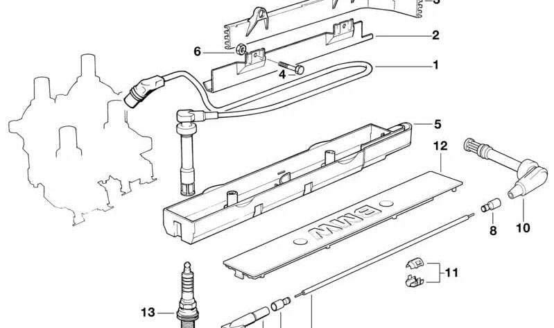 Cabo de ignição OEM 12121247524 para BMW E36 318IS (todos os modelos com motor M44) e BMW Z3 1,9 M44. BMW original sobressalente.